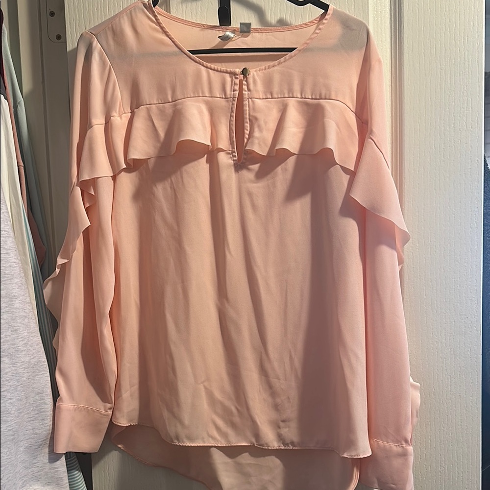 Elegant Pink Ruffle Blouse